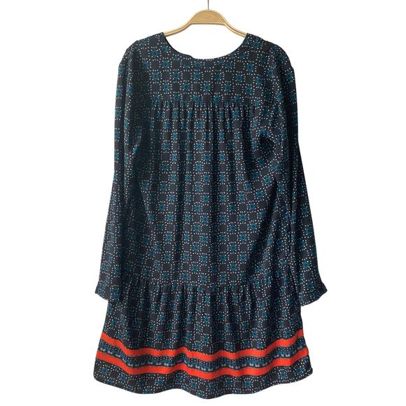 Ann Taylor LOFT Drop Waist Floral Tunic Dress‎ S Navy Teal Boho Coastal Cowgirl - Picture 2 of 9